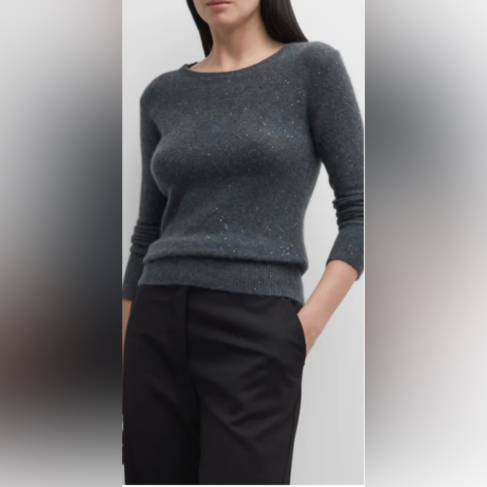 Fabiana Filippi sequin-embellished Boat neck Cashmere wool silk sweater Sz XXS